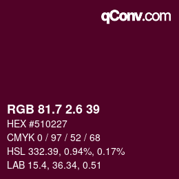 カラーコード: RGB 81.7 2.6 39 | qconv.com