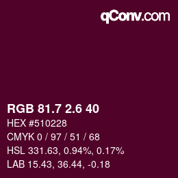 カラーコード: RGB 81.7 2.6 40 | qconv.com