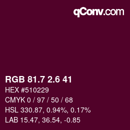 カラーコード: RGB 81.7 2.6 41 | qconv.com