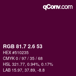 カラーコード: RGB 81.7 2.6 53 | qconv.com
