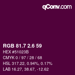 カラーコード: RGB 81.7 2.6 59 | qconv.com
