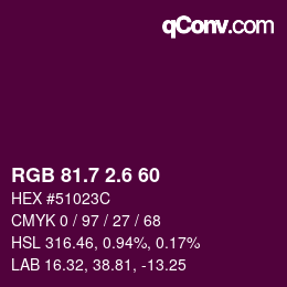 カラーコード: RGB 81.7 2.6 60 | qconv.com