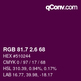 カラーコード: RGB 81.7 2.6 68 | qconv.com