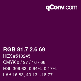 カラーコード: RGB 81.7 2.6 69 | qconv.com