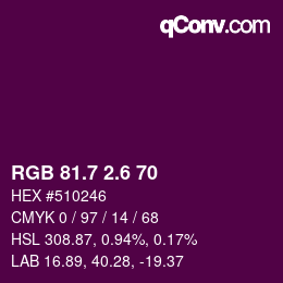 カラーコード: RGB 81.7 2.6 70 | qconv.com