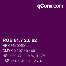 カラーコード: RGB 81.7 2.6 82 | qconv.com