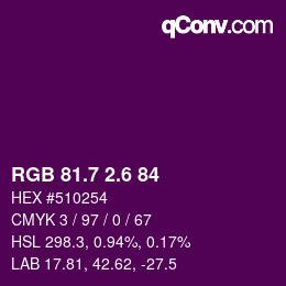 カラーコード: RGB 81.7 2.6 84 | qconv.com