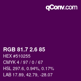 カラーコード: RGB 81.7 2.6 85 | qconv.com