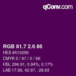 カラーコード: RGB 81.7 2.6 86 | qconv.com