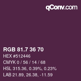 カラーコード: RGB 81.7 36 70 | qconv.com