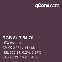 カラーコード: RGB 81.7 54 70 | qconv.com