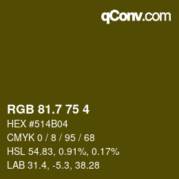 カラーコード: RGB 81.7 75 4 | qconv.com