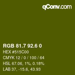 カラーコード: RGB 81.7 92.6 0 | qconv.com