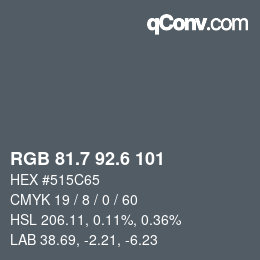 カラーコード: RGB 81.7 92.6 101 | qconv.com