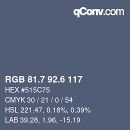 カラーコード: RGB 81.7 92.6 117 | qconv.com