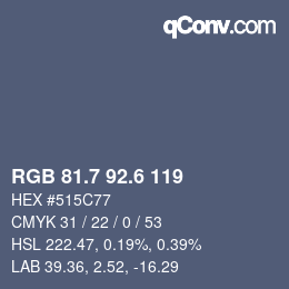 カラーコード: RGB 81.7 92.6 119 | qconv.com