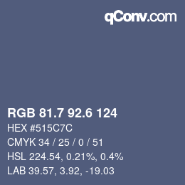 カラーコード: RGB 81.7 92.6 124 | qconv.com