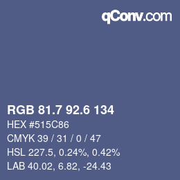 カラーコード: RGB 81.7 92.6 134 | qconv.com