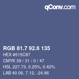 カラーコード: RGB 81.7 92.6 135 | qconv.com