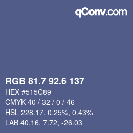 カラーコード: RGB 81.7 92.6 137 | qconv.com