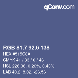 カラーコード: RGB 81.7 92.6 138 | qconv.com