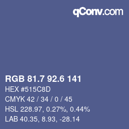 カラーコード: RGB 81.7 92.6 141 | qconv.com
