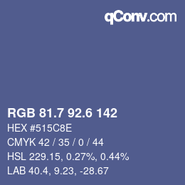 カラーコード: RGB 81.7 92.6 142 | qconv.com