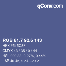 カラーコード: RGB 81.7 92.6 143 | qconv.com