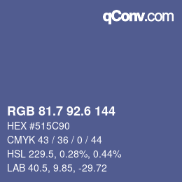 カラーコード: RGB 81.7 92.6 144 | qconv.com