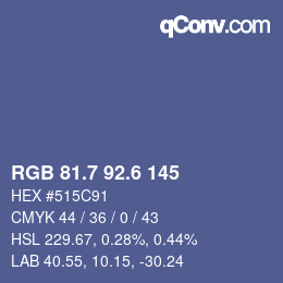 カラーコード: RGB 81.7 92.6 145 | qconv.com