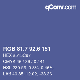カラーコード: RGB 81.7 92.6 151 | qconv.com
