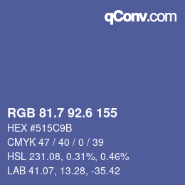 カラーコード: RGB 81.7 92.6 155 | qconv.com