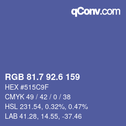カラーコード: RGB 81.7 92.6 159 | qconv.com