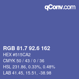 カラーコード: RGB 81.7 92.6 162 | qconv.com