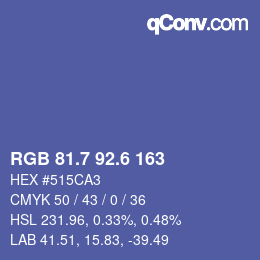 カラーコード: RGB 81.7 92.6 163 | qconv.com