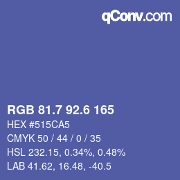 カラーコード: RGB 81.7 92.6 165 | qconv.com