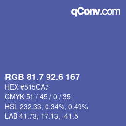 カラーコード: RGB 81.7 92.6 167 | qconv.com
