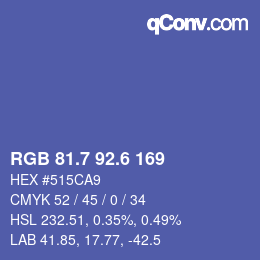 カラーコード: RGB 81.7 92.6 169 | qconv.com