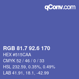 カラーコード: RGB 81.7 92.6 170 | qconv.com