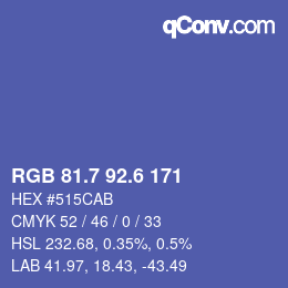 カラーコード: RGB 81.7 92.6 171 | qconv.com
