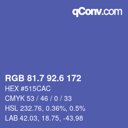 カラーコード: RGB 81.7 92.6 172 | qconv.com