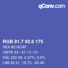 カラーコード: RGB 81.7 92.6 175 | qconv.com