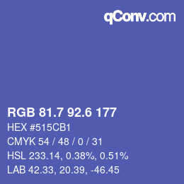 カラーコード: RGB 81.7 92.6 177 | qconv.com