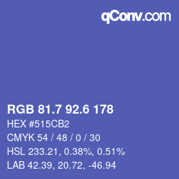 カラーコード: RGB 81.7 92.6 178 | qconv.com
