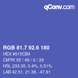 カラーコード: RGB 81.7 92.6 180 | qconv.com