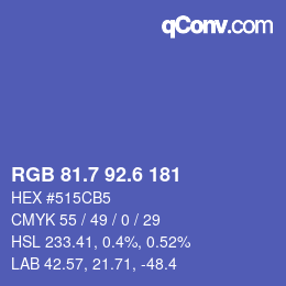 カラーコード: RGB 81.7 92.6 181 | qconv.com