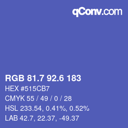 カラーコード: RGB 81.7 92.6 183 | qconv.com
