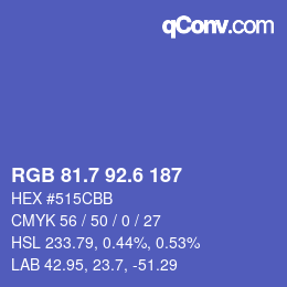 カラーコード: RGB 81.7 92.6 187 | qconv.com