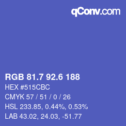 カラーコード: RGB 81.7 92.6 188 | qconv.com