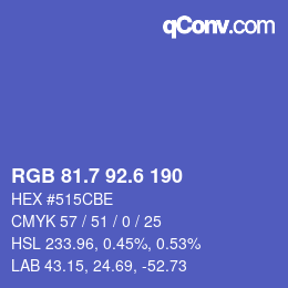 カラーコード: RGB 81.7 92.6 190 | qconv.com